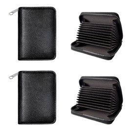 XINFEIBEI RFID Blocking Card Holder Wallets, Compact Leather Credit Card Organizer Case for Women Men, 4-Pack