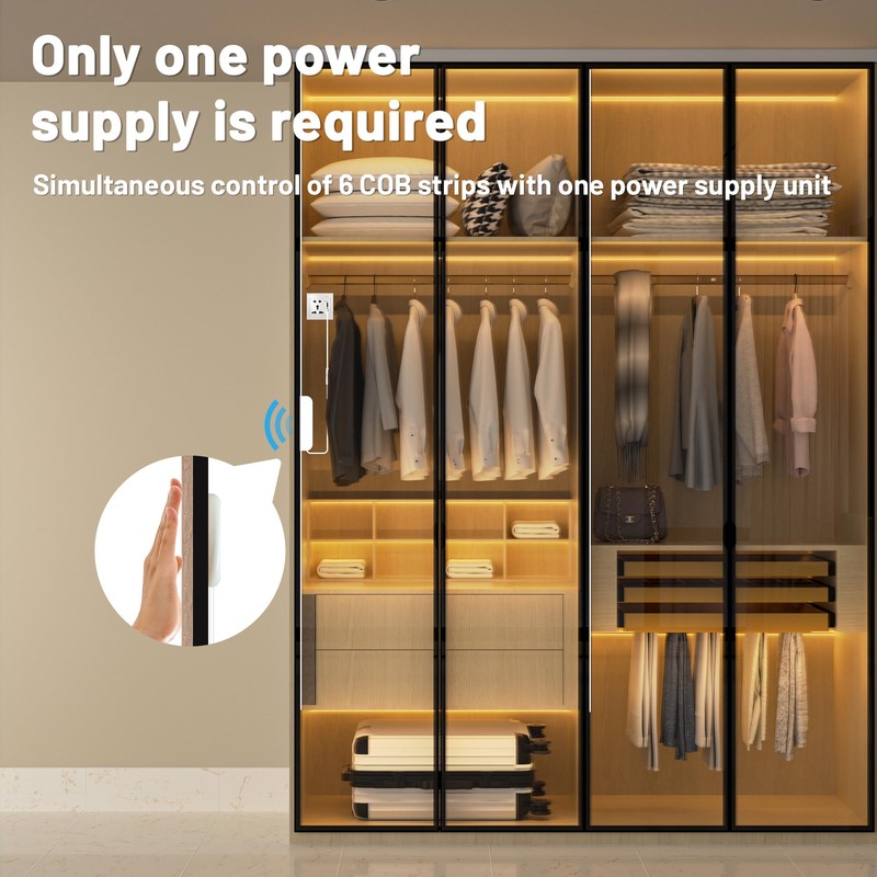 Lichaser 3.3FT USB COB LED Strip Light, 6 Rolls LED