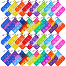 12Pcs Random Color Mini Pop Keychain Fidget Toy Push Bubble Pop Silicone Squeeze Sensory Toys Make Fun for Kids Anxiety Stress Reliever for Adults