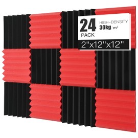 Acoustic Foams Panels 24 Pack 2" x 12"x 12" Sound Proof Foam Panels for Walls High Density and Fire Resistant Soundproofing Panels Soundproof Studio Wedges Sound Dampening Panels
