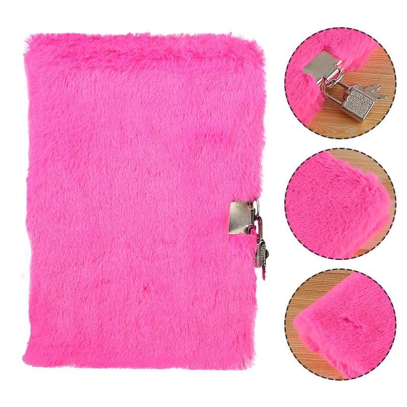 Kisangel Adorable Plush Notebook with Lock Cute Diary for Girls