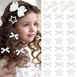 STGDAK Hair Bows White Bow For Girls Grosgrain Star Clips Cute Ribbon Bow Clip Mini Bows Barrette Alligator Clips Hair Accessories For Toddlers Teens Women Party Prom Back To School 26 Pcs