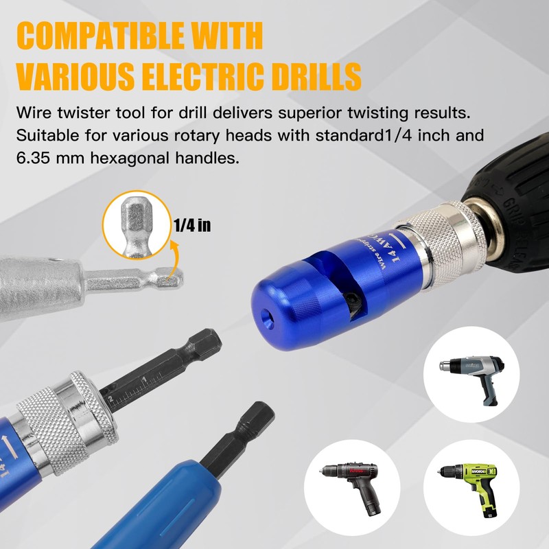 Wire Stripper for Drill, 14-12-10-8-6 AWG Gauge Wire Twister Tool