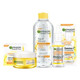 KIT GarnierExpress Aclara Serum  Crema  Agua micelar con Vitamina C                                                                                   