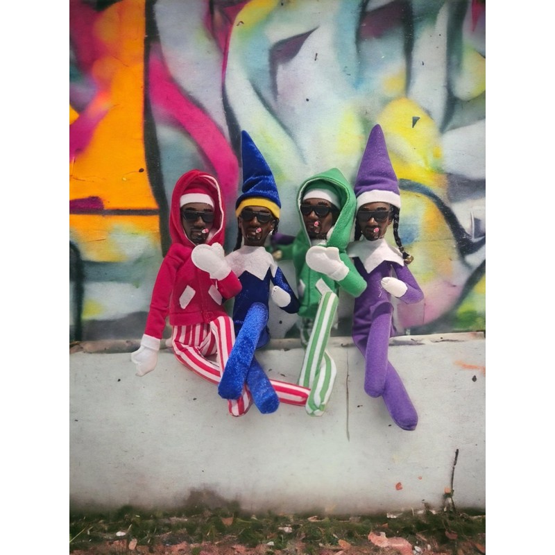 Snoop on a Stoop Rapper Elf Christmas Decoration, Handmade Hip