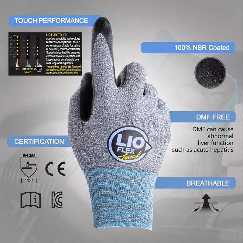 LIO FLEX Touch Working Gloves Screen Breathable Flexible Durable -
