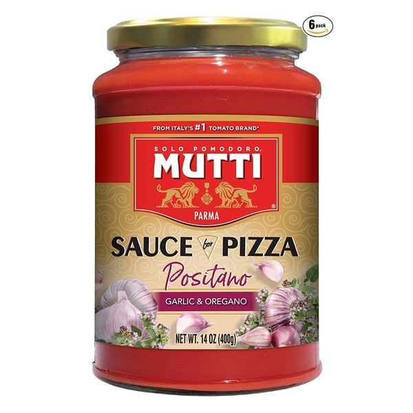 Mutti - Sauce for Pizza Positano, Garlic and Oregano, 14 oz (Pack of 6)