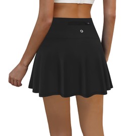 LouKeith Womens Tennis Skirt High Waisted Athletic Skorts Running Casual Pickle Ball Golf Skirts with Pockets Black S