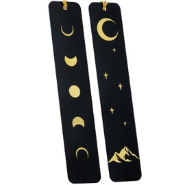 Bookmark, Bookmark, Bookmark Set, Metal, 2 Pieces, Black, Golden Moon, Mountain, Retirement Gifts, Teacher Student Gift, Couple Gifts, Best Friend Gifts, Christmas Gifts
