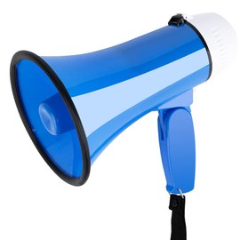 MyMealivos Portable Megaphone Bullhorn 20 Watt Power Megaphone Speaker Voice and Siren/Alarm Modes with Volume Control and Strap (White&Blue)