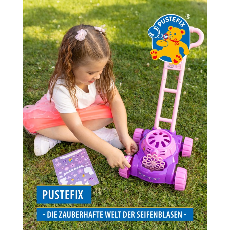 PUSTEFIX Bubble-Mower Lawn Mower Pink I Soap Bubbles Children's Set