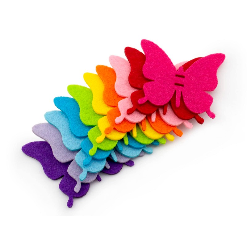 Summer-Ray 100pcs Colorful Felt Butterflies Lollipop Day/Candy Holders for Party