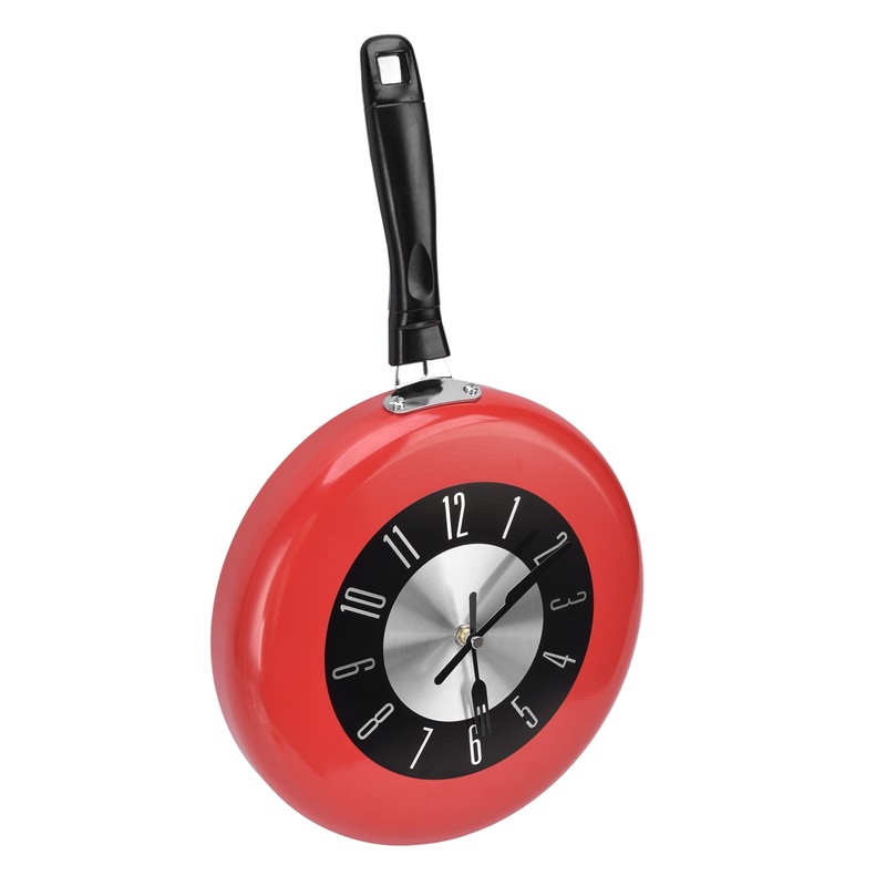 Frying Pan Wall Clock Aluminum Kitchen Pot Decorative Hanging Clocks