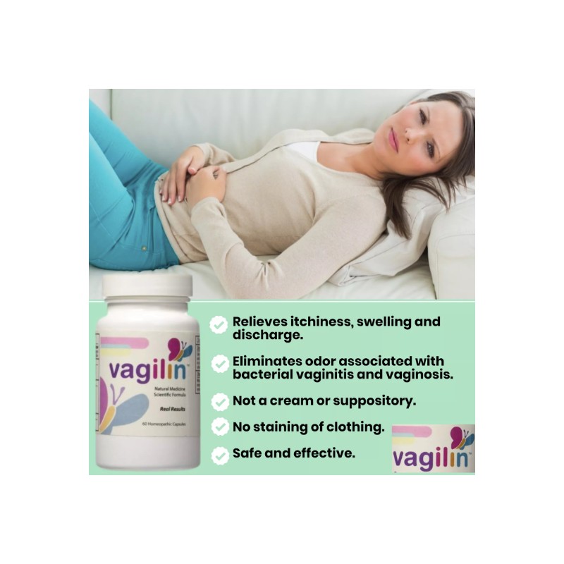 Vagilin Natural Homeopathic Formula 60 Caps (1 bottle) Eliminate Vaginal