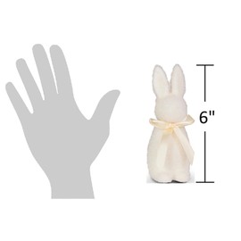 The Bridge Collection Set of 2 White and Pink Flocked Bunny Figurines - Elegant Spring and Easter Holiday Accents