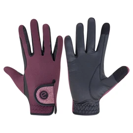 eGlove - eQUEST GripPro X-LITE Horse Riding Gloves - Lightweight, Breathable, Grippy Non-Slip Material - Comfort Mesh Back - Touchscreen Gloves (MERLOT - GLITTER CUFF, L)
