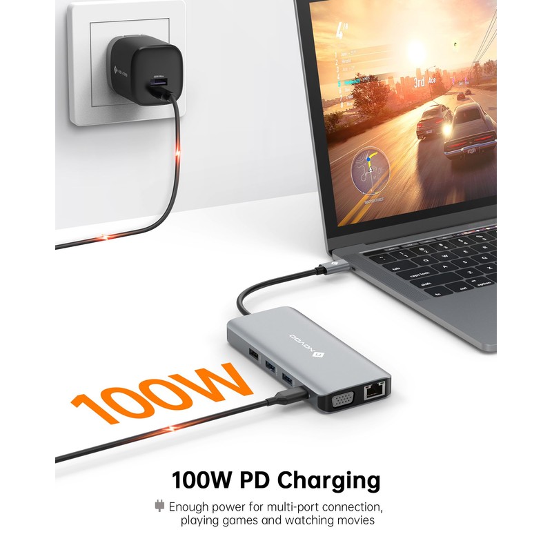 NOVOO USB C Docking Station Triple Monitor, USB C Hub