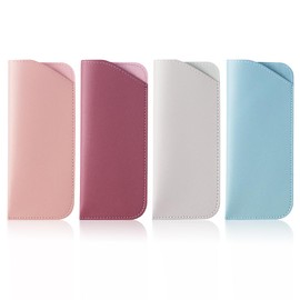 yuntop 4 Pack Soft Leather Glasses Case 7x3 Inch Eyeglasses Pouch Portable PU Leather Glasses Pouch (4 light colors)