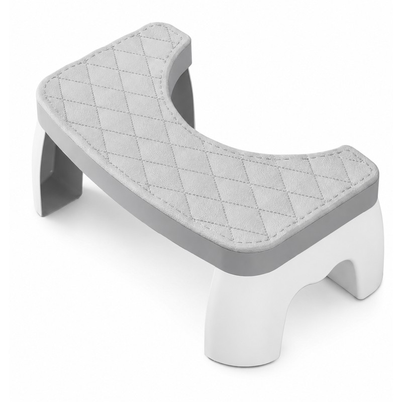 Waterproof Toilet Foot Stool, Compact Bathroom Squatting Stool with Non-Slip