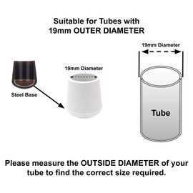 19mm Rubber Feet, White Tube End Caps, Pack of 4 Ferrules for Furniture & Chair Legs - Made in Germany (See Second Image for Ordering Guide)