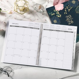2026 Monthly Planner - Monthly Planner/Calendar 2026, January 2026 - December 2026, 9‘’ x 11'', Months Tabs, Double-Sided Pockets, Twin-Wire Biding, Holidays, Notes Pages, Julian Dates
