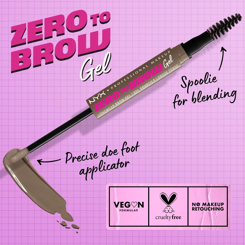 NYX PROFESSIONAL MAKEUP Ash Brown Eyebrow Gel Vegan Waterproof Smudge