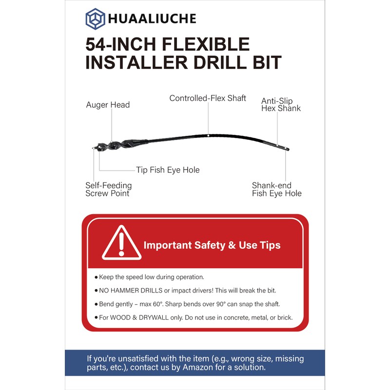 HANSHAN Flexible Installer Drill Bit 54-Inch x 3/4-Inch Fish Bit
