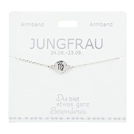Depesche 4715-045 Women's Bracelet with the Zodiac Symbol Virgo as a Pendant, Silver-Plated, Adjustable in Length (15 - 20 cm), Ideal as a Gift for Your Lover, (Best) Girlfriend