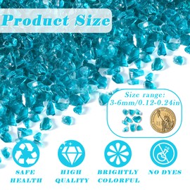 QINJIEJIE Turquoise Crushed Glass for Resin Art Broken Glass Gravel for Vase Fillers for Crafts Home Decor 3-6mm Turquoise Crushed Decor Aquarium Stones 0.85LB