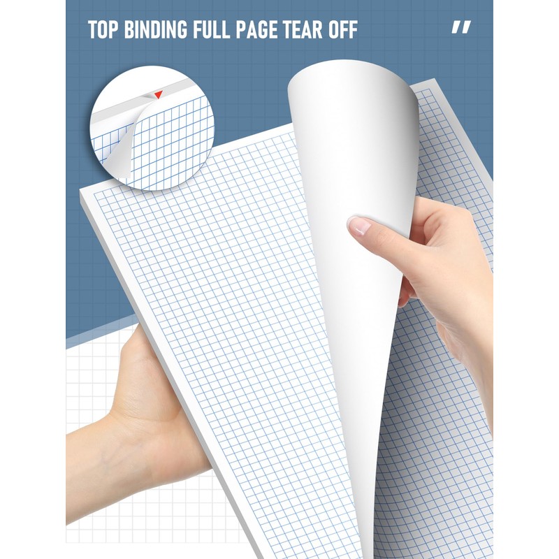 11x17 Large Graph Paper Pad, Top Glue Binding Grid Paper,
