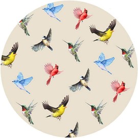 Andreas Silicone Multi Birds Tan 8" Non-Slip Trivet/Pot Holder – Cotton Fabric Encapsulated in Silicone – Heat Resistant to 600°F – Flexible, Dishwasher Safe – Made in The USA, TR-366B