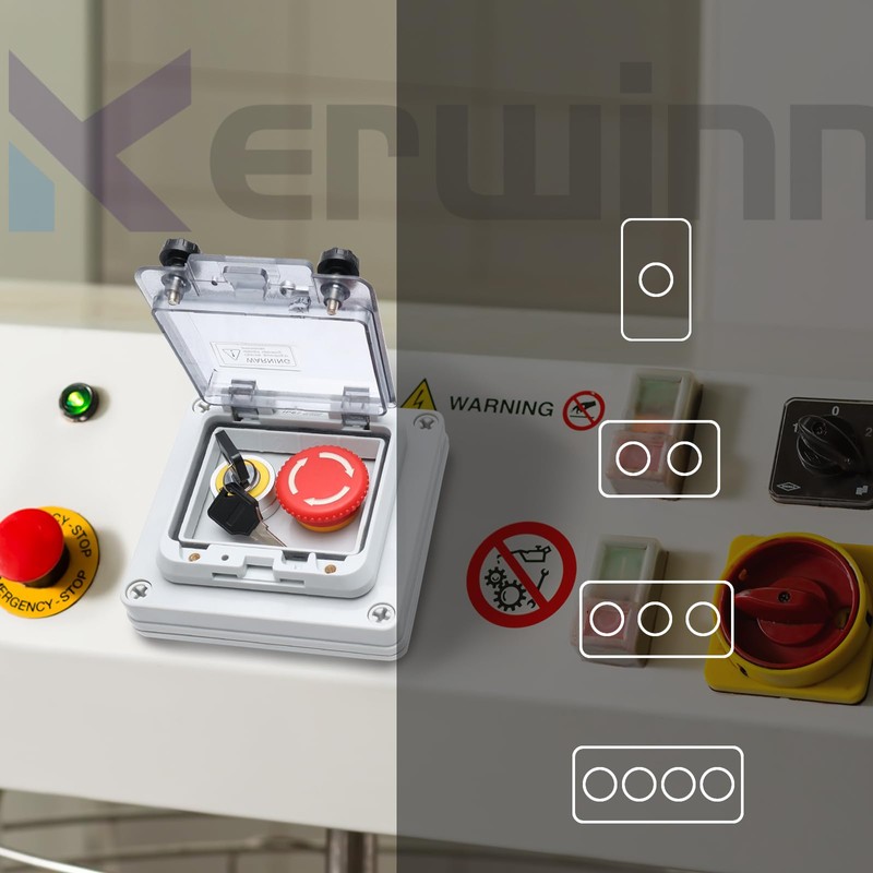 KERWINN Emergency Stop Button Box - Red and Green Momentary