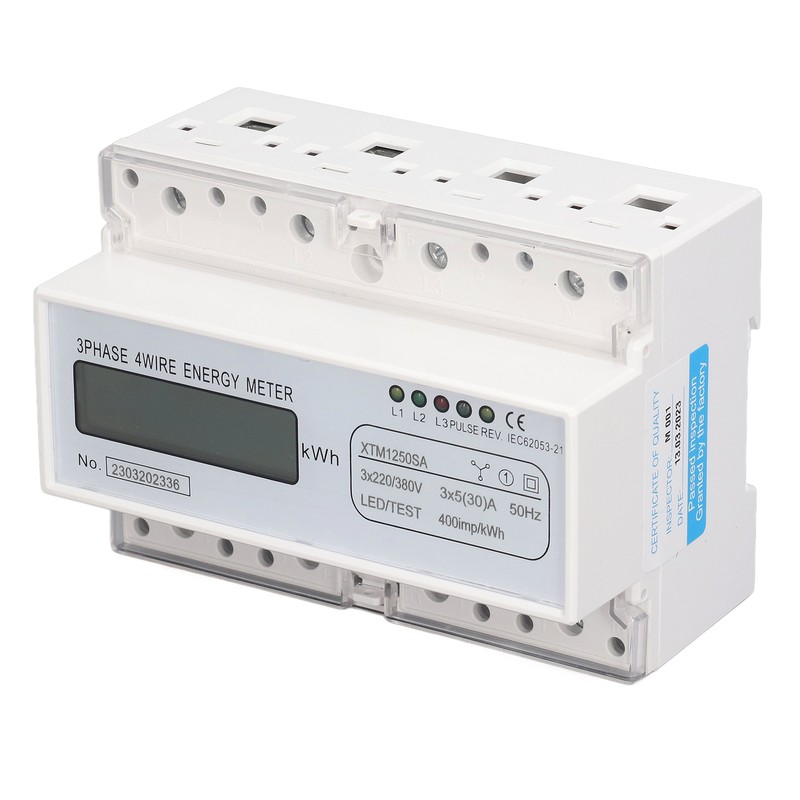 7 Digit LCD Electric Energy Meter 35mm DIN Rail Mounting