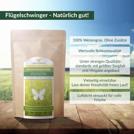 Flgelschwinger 500g Weizengras-Pulver von FLGELSCHWINGER aus jungen Gr?sern, ohne Zus?tze, Rohkostqualit?t, schonende Verarbeitung bei niedrigen Temperaturen  (500g)