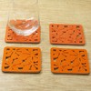 Square Floral Cutwork Reversible Felt Coasters, Set of 4 (Orange)