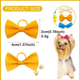 20Pcs/10 Pairs Solid Color Yorkie Dog Puppy Hair Bows with Rubber Bands Hair Accessories Bow Pet Grooming Cute Pet Small Hair Bowknot (Solid Color)
