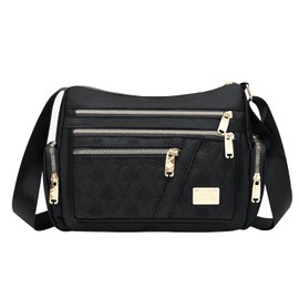 Welltude Women's Shoulder Bag, Cross-Body Shape, Small, Mini Bag, Lightweight, Mini Shoulder Bag, Pochette, Floral Pattern (Black)