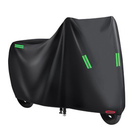 Motorcycle Cover All Season Universal Weather Quality Waterproof Sun Outdoor Protection Night Reflective with Lock-Holes Fits up to 96.5" for Most Sport/Standard/Dual Sport Motorcycles Vehicle Cover