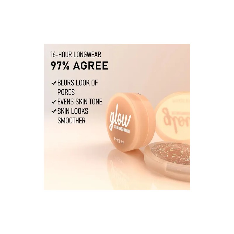 Phofay Base De Maquillaje En Polvo Compacto Fijador Mate 16h