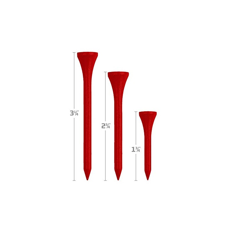 IZZO Golf Wood Golf Tees, 3.25 Inch, Red (Pack of