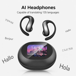 MS188 AI Translation Earbuds for Travel & Calls – Touchscreen Charging Case with Long Battery Life for Daily Communication
