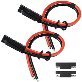 SPARKING SAE Connector Extension Cable 10AWG - 2PCS 1FT SAE Plug with Open End, 2 pin Quick Disconnect Single Plug with Polarity Reverse Adapter for Motorcycles, Solar Panels, Cars, Tractors