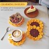kilofly 6 pc Sunflower Crochet Coasters for Drinks 13cm 5"