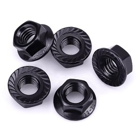 Tuercas de brida dentadas de cabeza hexagonal de 1/4"-20, tuercas de brida de cabeza hexagonal de acero inoxidable 304, acabado de óxido negro, unidad hexagonal, 100 unidades
