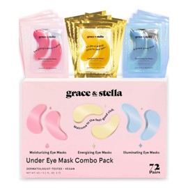 grace & stella Máscara Para Debajo De Los Ojos - Reduce Ojeras, Ojos Hinchados, Bolsas Debajo De Los Ojos, Arrugas - Parches De Gel Para Debajo De Los Ojos, Autocuidado Vegano Libre De Cruel