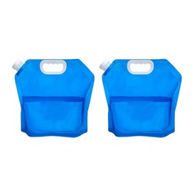 KSVFTB 2 Pack Collapsible 5 Litre Water Container - BPA-Free Portable Water Storage Jugs with 2 Bonus Caps, Leakproof for Camping, Hiking, Travel & Emergency Use