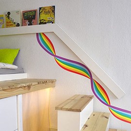 astrkiz Colorful Bold Wavy Rainbow Wall Border Stickers Peel and Stick, Self Adhesive PVC Rainbows Wall Waist Art Decor, Rainbow Decals for Kids Room Playroom Door, 47.24" x 11.81"