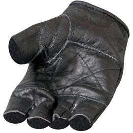 Hot Leathers Fingerless Leather Gloves (Black, X-Large)