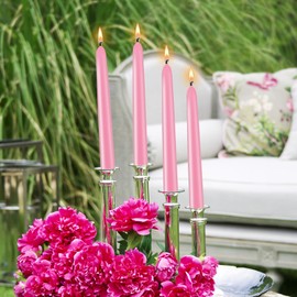 10 inch Cone-Shaped Candle, Set of 24 Smoke-Free, drip Free Wax, Long Burning, Used for Home Decoration, Churches, Celebrations, Parties (Pink)