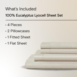 Sijo AiryWeight Tencel Sheet Set, 100% Lyocell Derived from Eucalyptus, Buttery Soft, Architectural Digest 2022 Best Cooling Sheets Winner - 4pc - 2 Pillowcases 1 Fitted 1 Top (Fog, King)